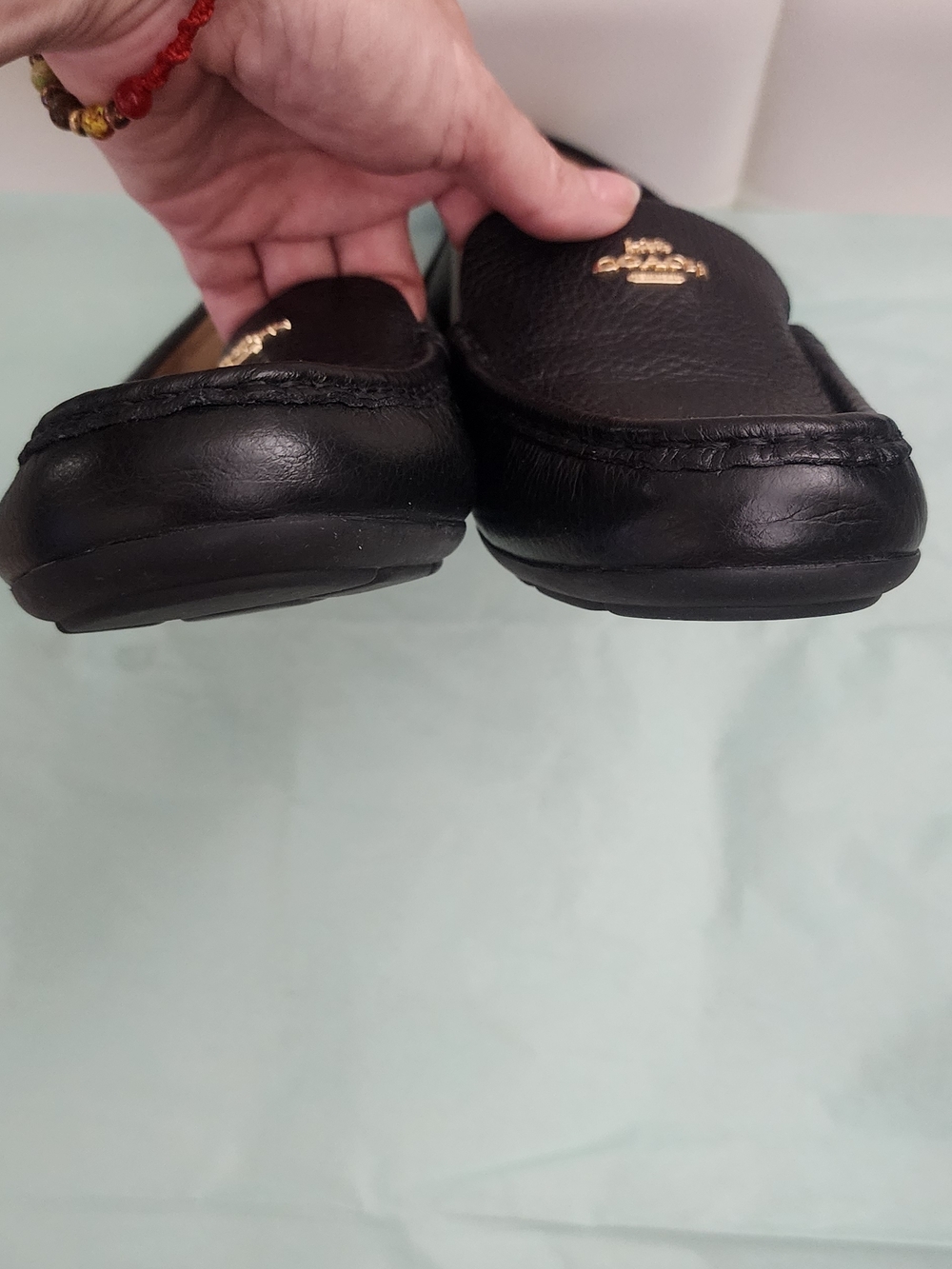 COACH Women's Black Leather Driving Loafers - Picture 6 of 9